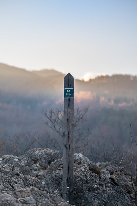 lesen znak za vrh hriba Ojstrica nad Bledom