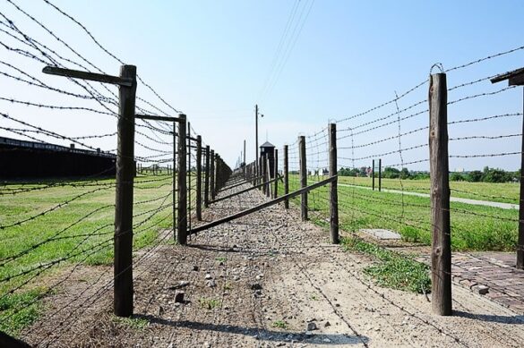 bodeča ograja in stražni stolp v koncentracijskem taborišču Majdanek