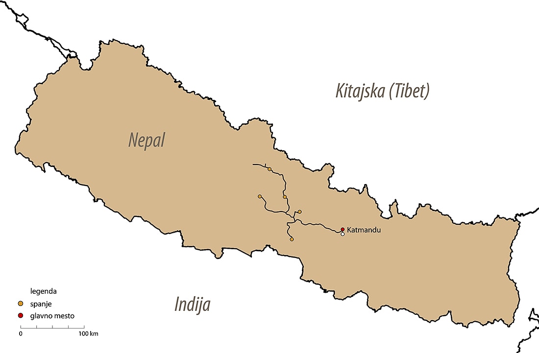 Zemljevid Nepal - načrt potovanja Nepal