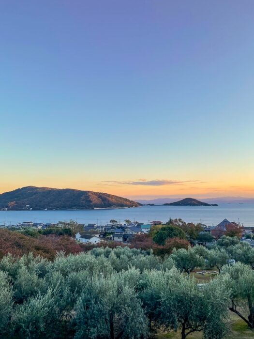 Otok Shodoshima, Japonska. Sončni zahod.